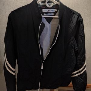 Tommy Hilfiger, XL, black jacket & track shorts.